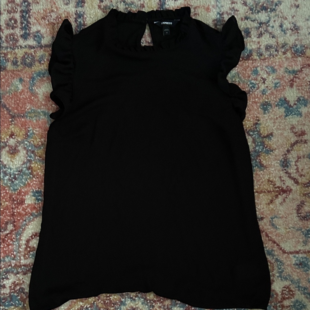 Express Black Ruffle Sleeve Blouse